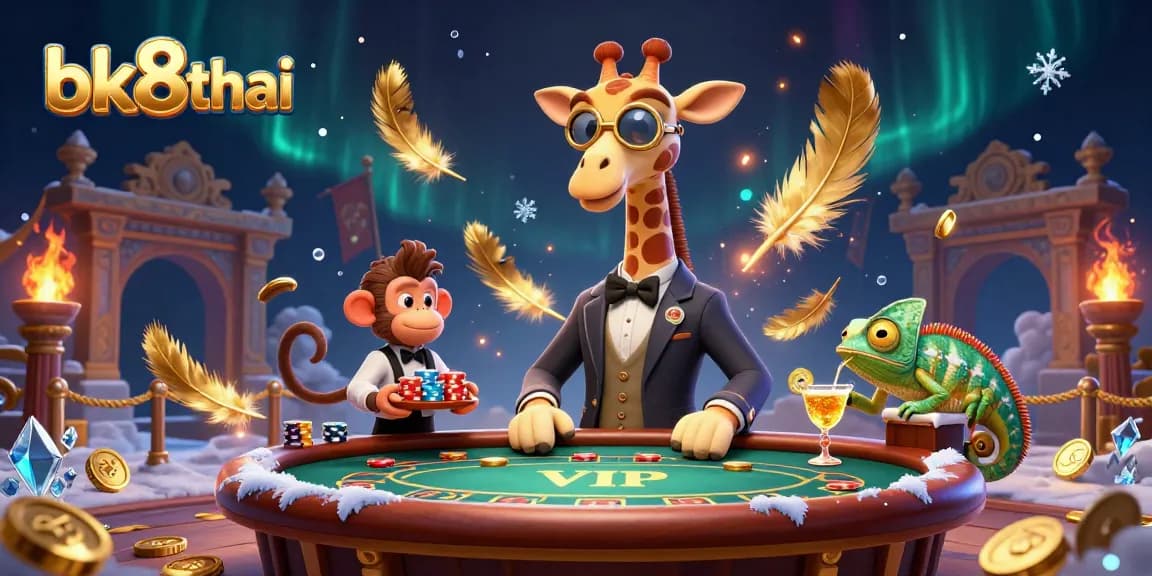 Experience the excitement at bk8thai with a colorful high-roller poker scene featuring vibrant characters.
