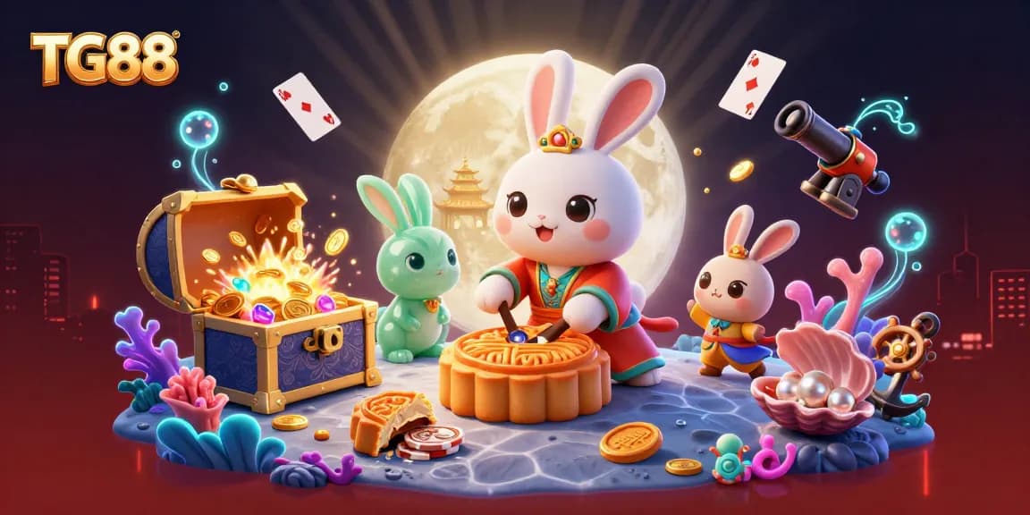 Play poker and win big at TG88 with exciting casino illustrations of the moon rabbit.
