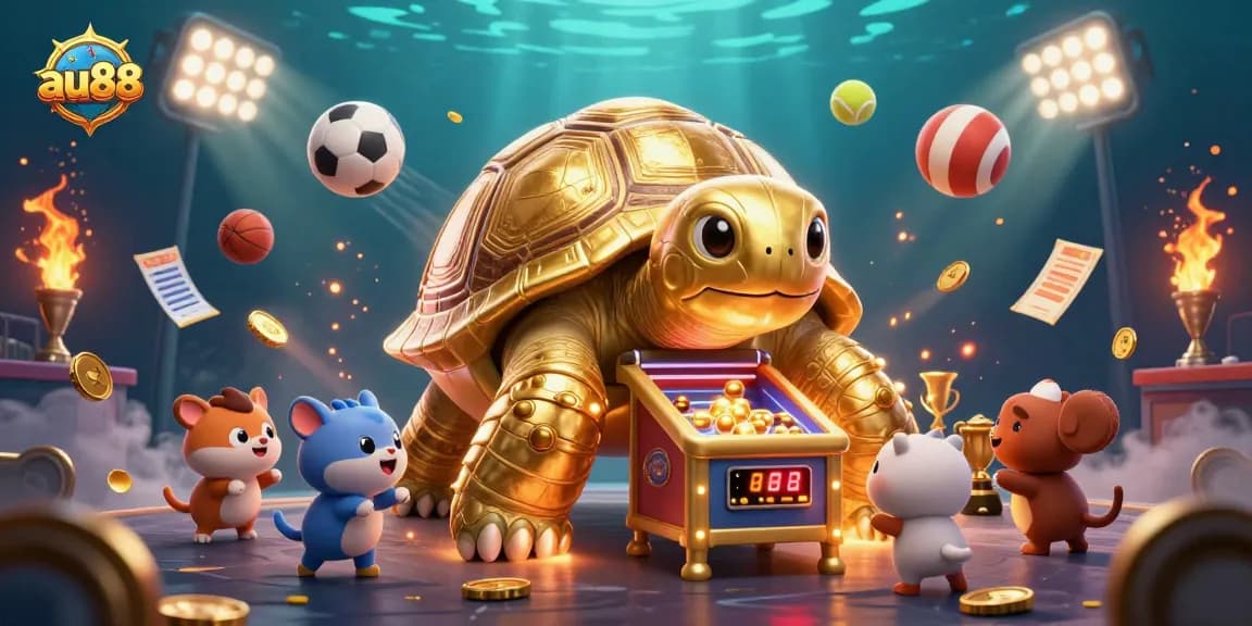Experience fun at au88 with a giant tortoise pinball machine and sports action.