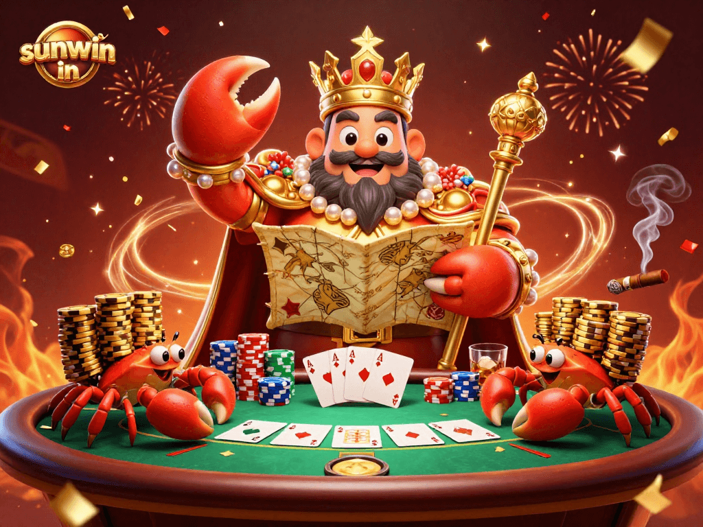 Experience thrilling poker action with the sunwin in crab emperor and vibrant casino elements.