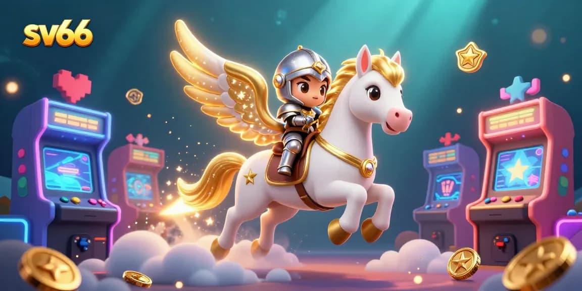 Engage with sv66's dynamic gaming scene featuring a celestial horse and exciting casino elements.