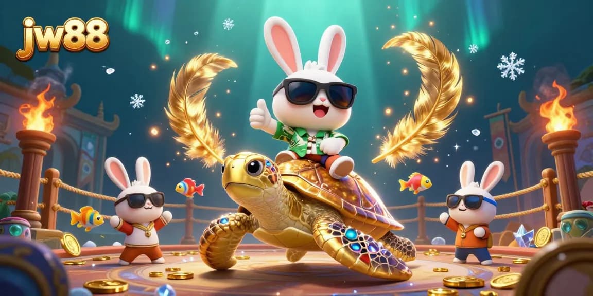 Experience winning at jw88 with a dynamic underwater scene featuring a lucky rabbit and golden sea turtle.
