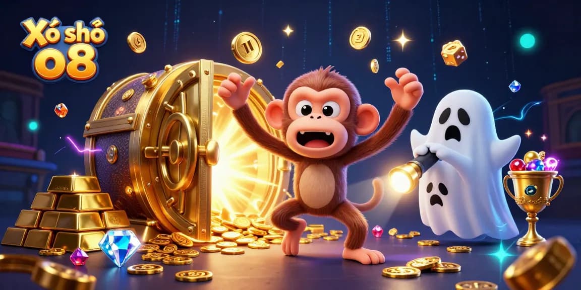 Engage with Xổ số o8 as a mischievous poltergeist monkey juggles lucky casino treasures.