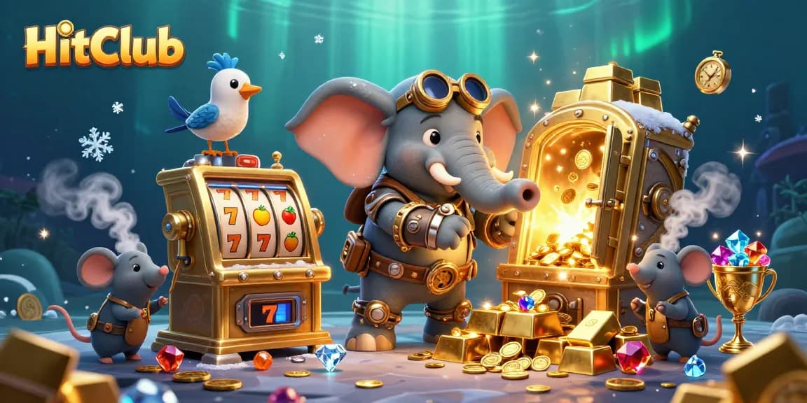 HitClub showcases thrilling slot machines bursting with treasure and dynamic characters in a vibrant casino setting.