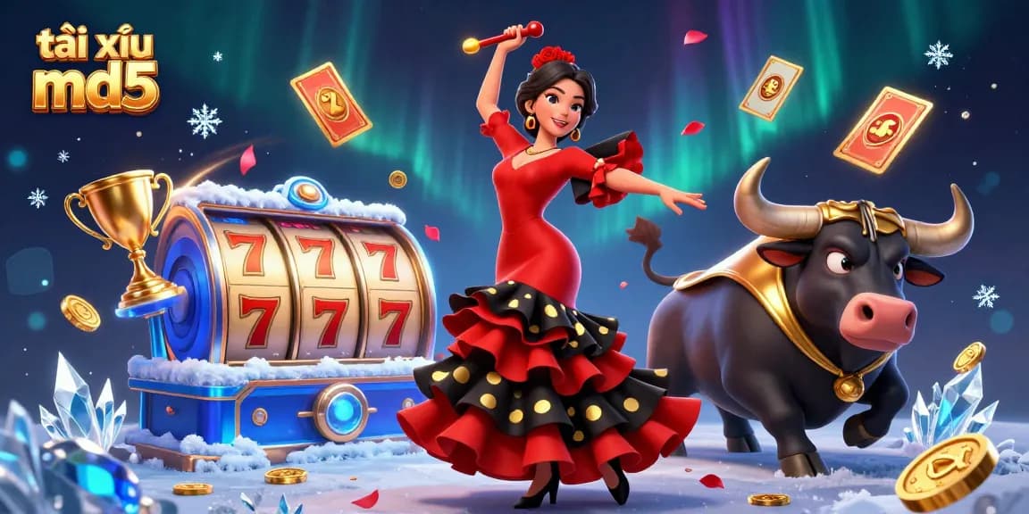 Experience thrilling gameplay with tài xỉu md5 in this vibrant casino illustration showcasing excitement and action.