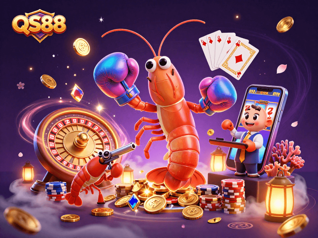 Experience thrilling wins at QS88 with dynamic casino action featuring casino elements and characters.