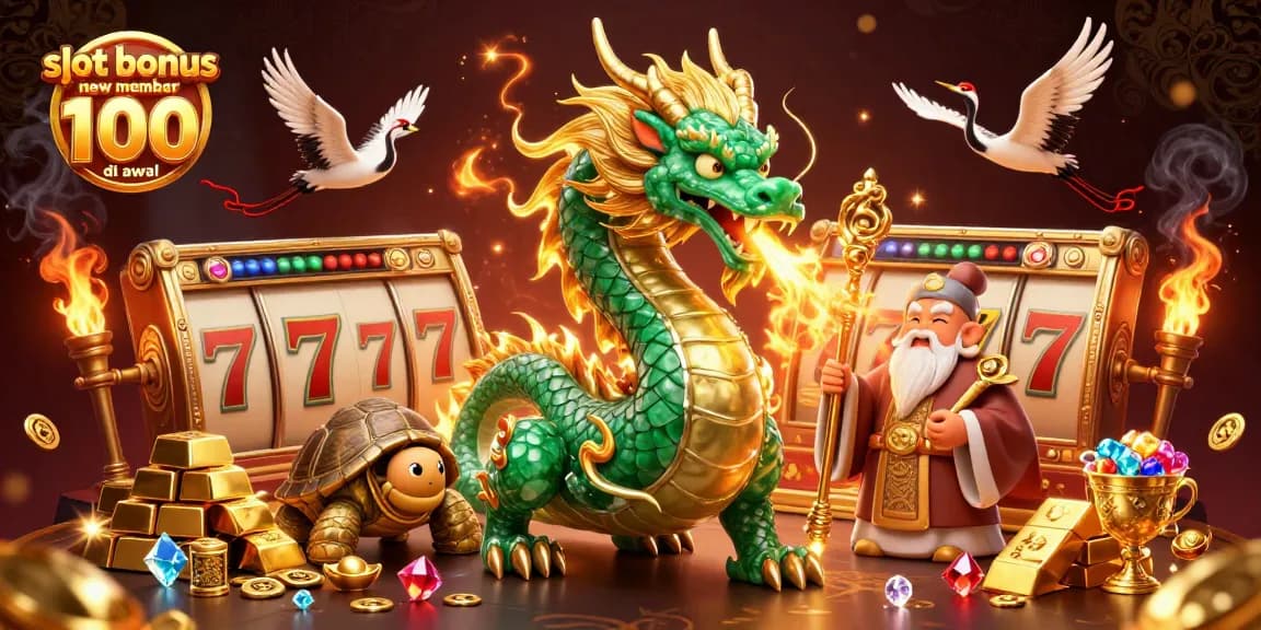 Experience the excitement of slot bonus new member 100 di awal with vibrant 3D casino illustration