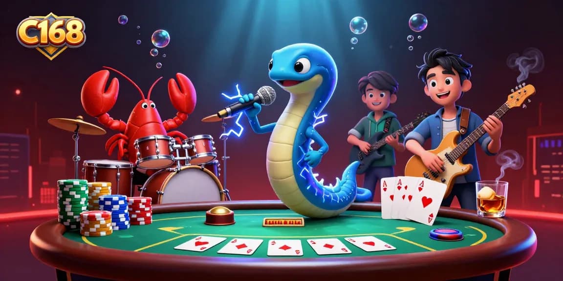 Experience the C168 underwater casino vibe with a dazzling DJ eel and vibrant poker scene.