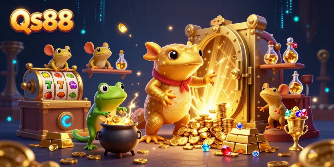 QS88 entertains gamblers with vibrant 3D imagery of thrilling slot games and magical treasures.