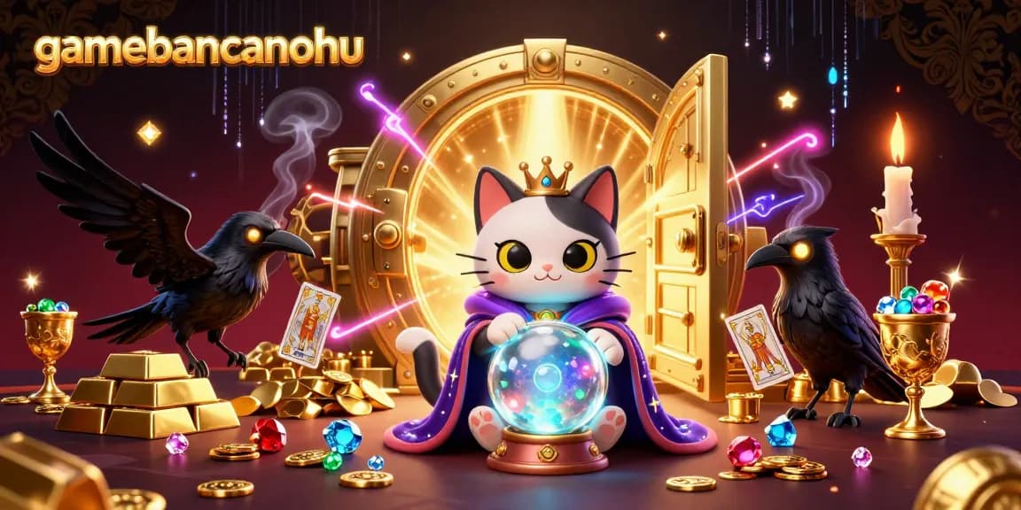 Experience the enchanting world of gamebancanohu with captivating casino art featuring a mystic cat and treasures.