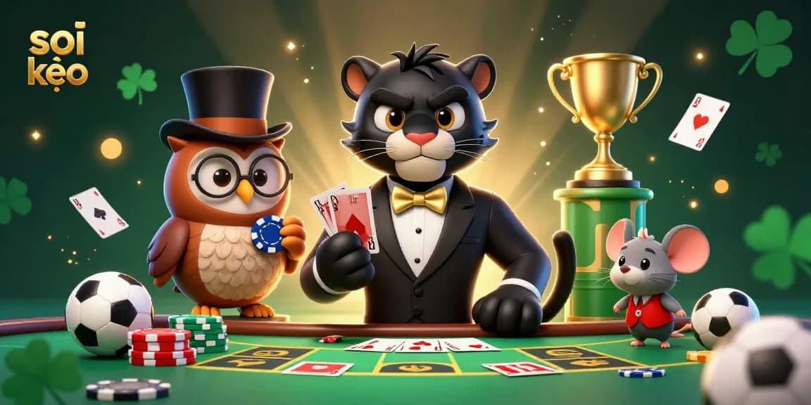 Place bets and analyze stats with the stylish 3D panther, emphasizing soi kèo sports betting.