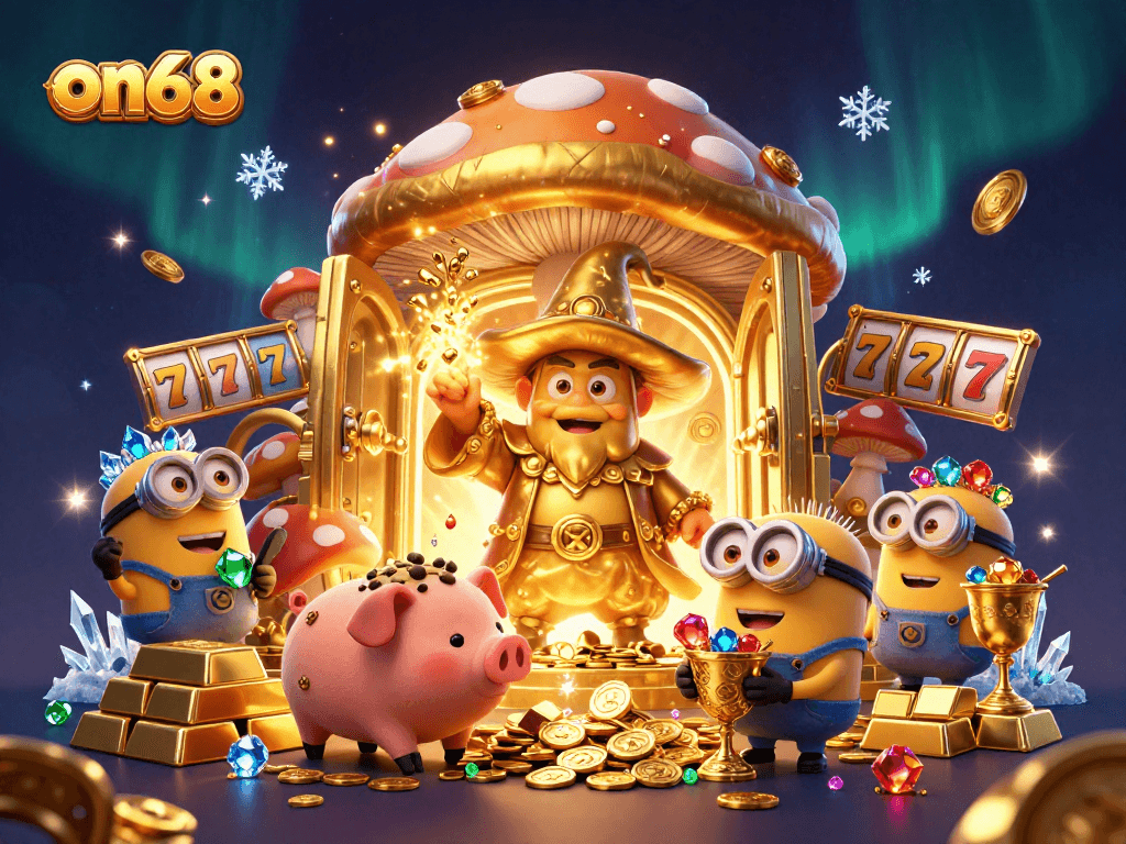 Experience golden treasures in on68 with a magical wizard and gaming elements galore.