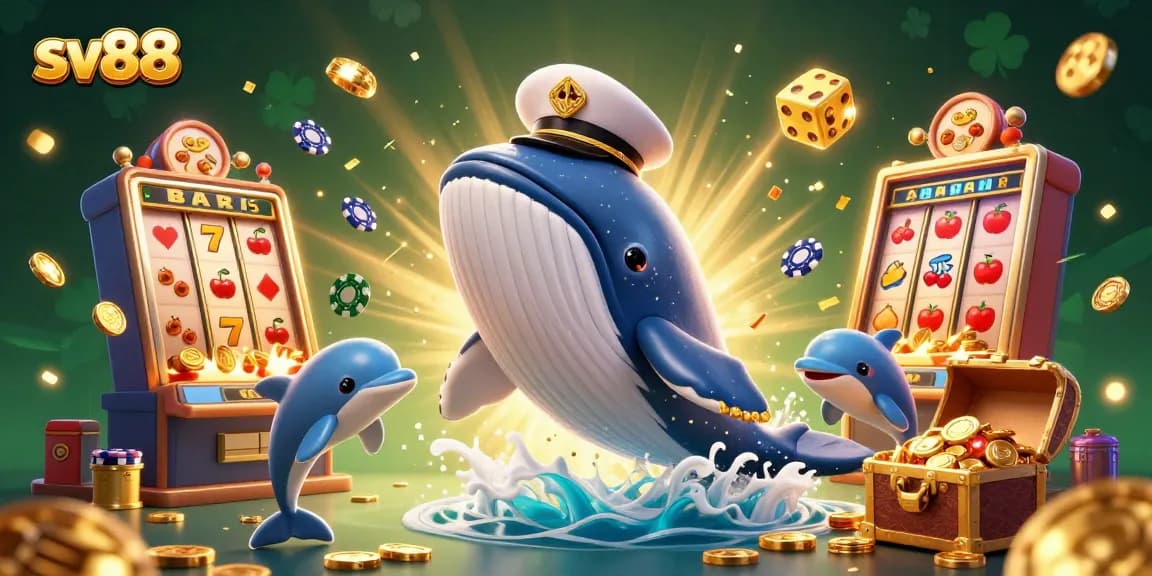 sv88 players delight in jackpot wins amidst colorful casino elements and marine characters.