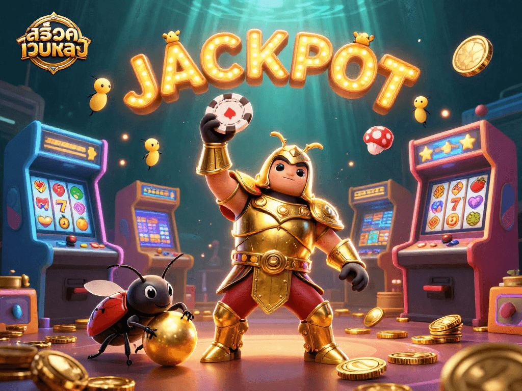 Win big with สล็อตเว็บตรง in an enchanting casino scene featuring vibrant characters and elements.