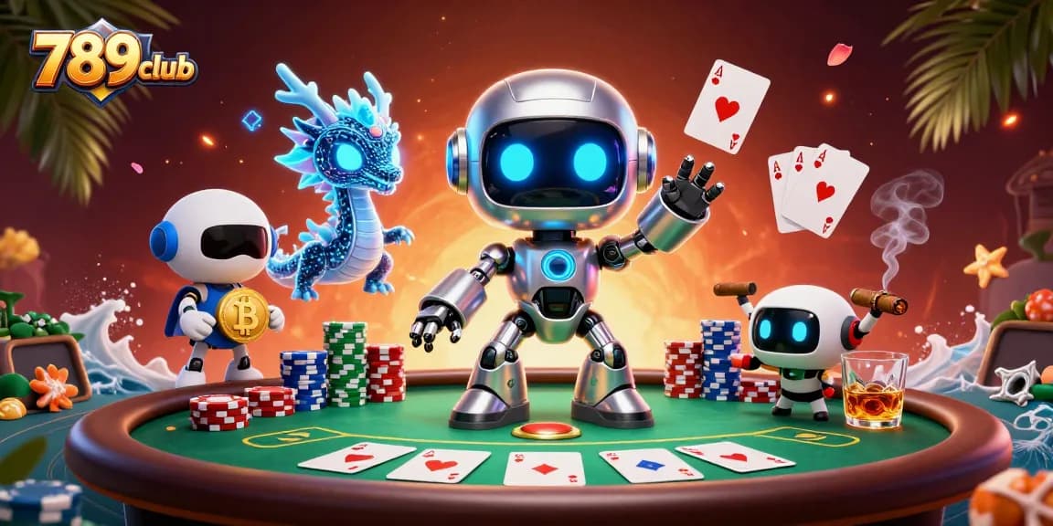 Experience exciting poker action at 789club with vibrant characters and casino elements.
