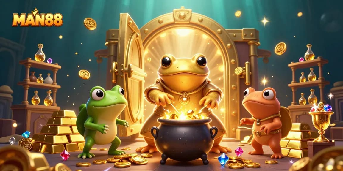 Experience the magic of MAN88 as the golden salamander transforms metals into coins in a vibrant casino