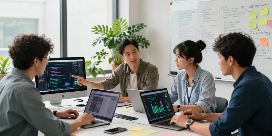 Team collaborating on hot ai projects in a modern tech workspace