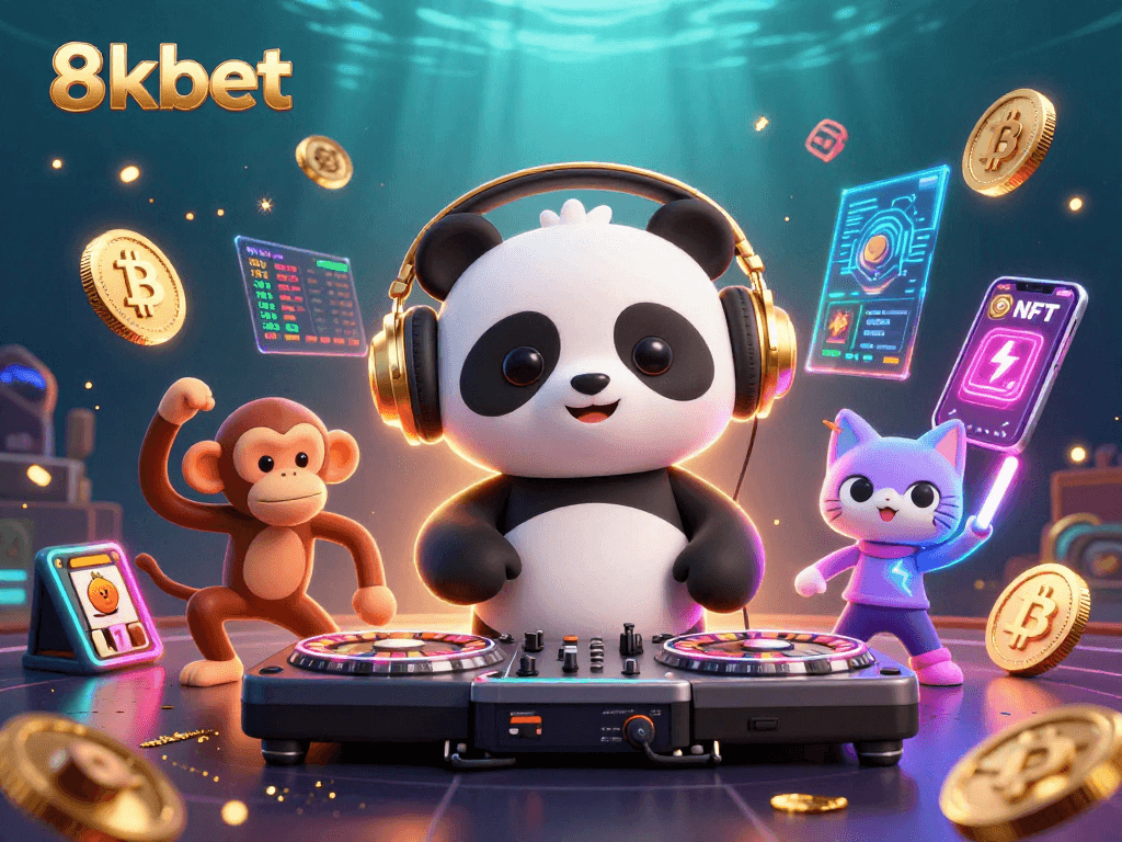 Experience thrilling 8kbet casino fun with a DJ panda, dancing monkey, and rave kitten!
