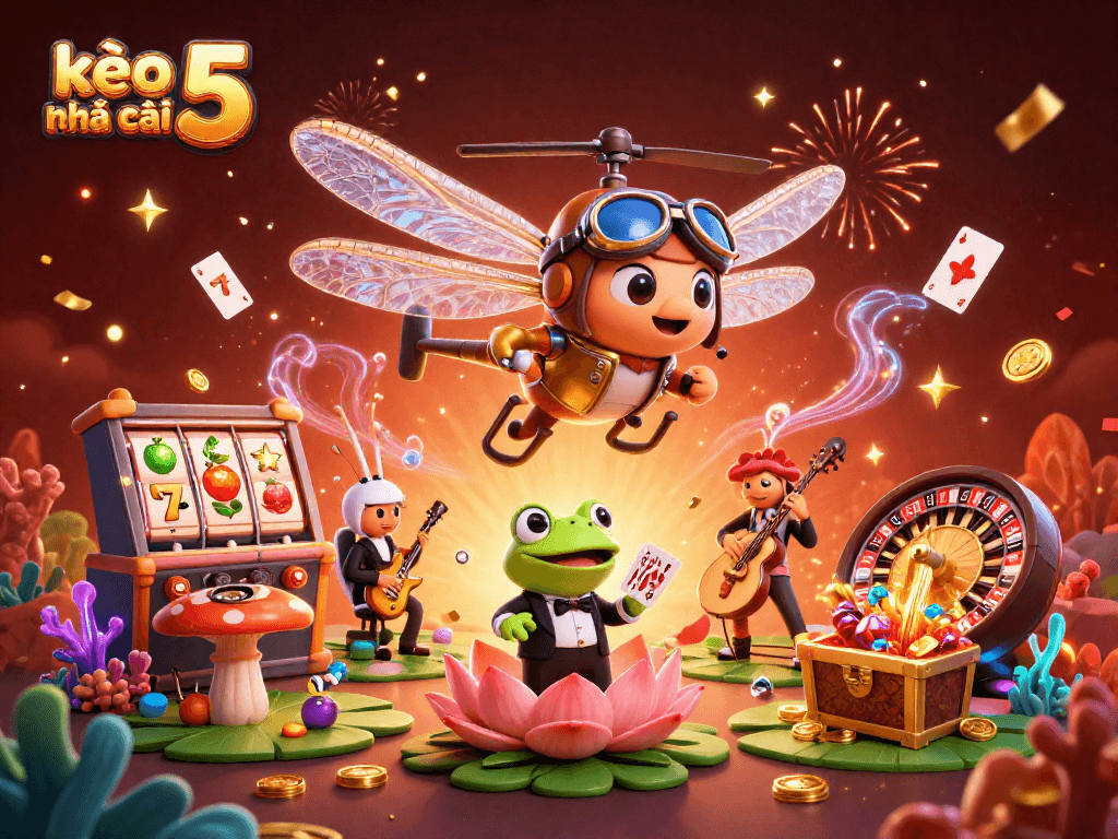 Experience exciting moments at kèo nhà cái 5 with a 3D casino scene featuring vibrant characters and dynamic game elements.