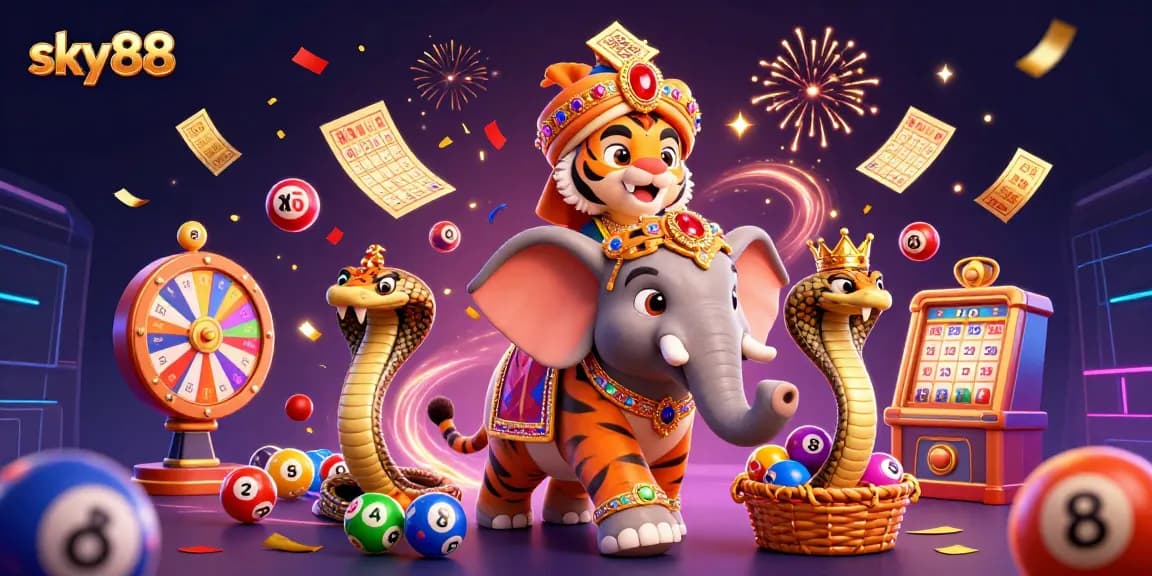 Experience thrilling gambling adventures at sky88 with vibrant 3D casino elements and festive energy.