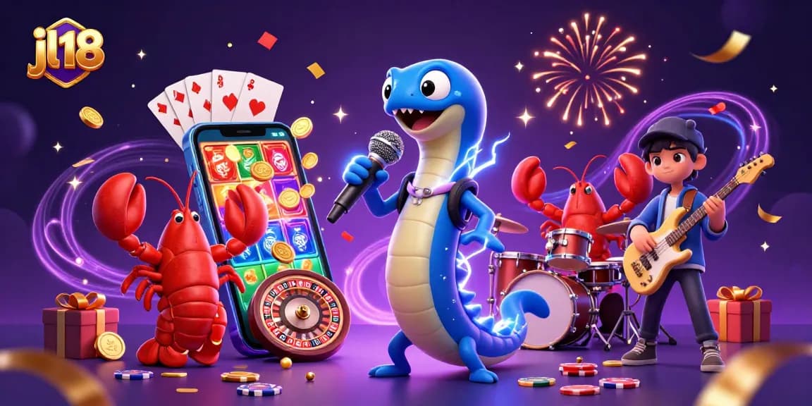 jl18 features a vibrant underwater casino scene with an electric eel DJ and animated game elements.