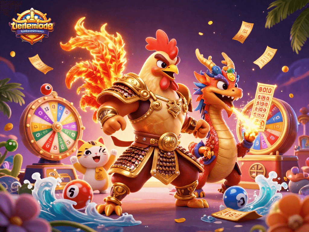 Engage in exciting gameplay at tienlenmiennam with cartoon warriors and dynamic casino elements.