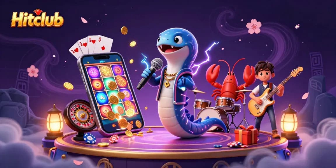 Hitclub showcases an underwater casino concert scene with an electric eel DJ and vibrant gaming elements.