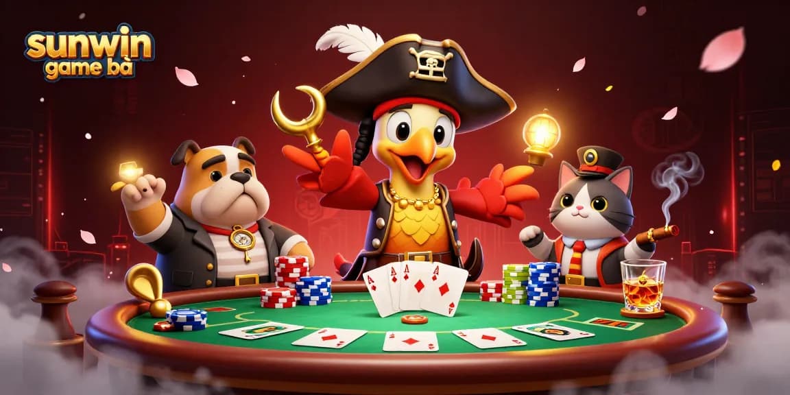 Engage in thrilling action with sunwin game bài, surrounded by lively casino elements and characters.