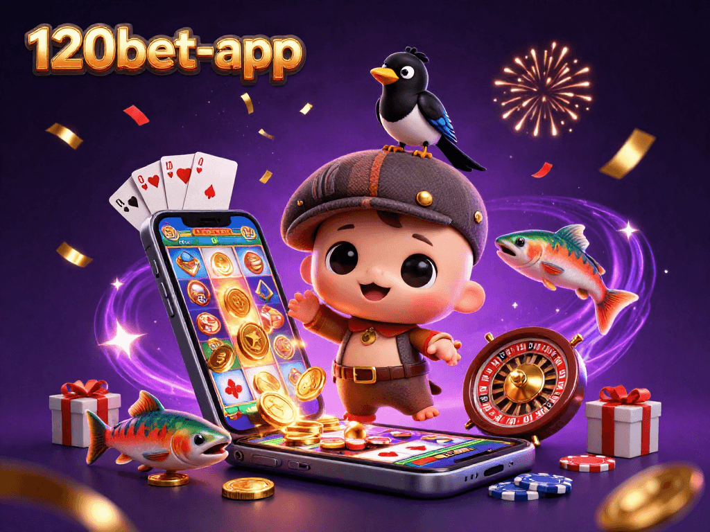 Experience exciting gameplay with the 120bet-app featuring fun characters and vibrant casino elements.