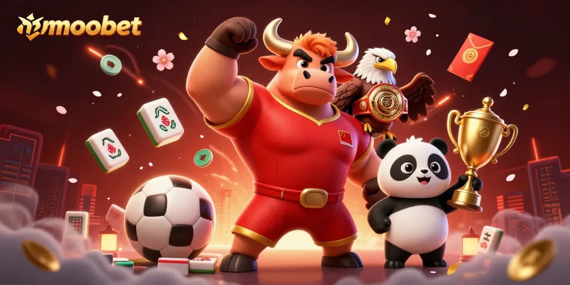 Experience the exciting world of mmoobet with a vibrant 3D casino scene filled with symbols of victory.