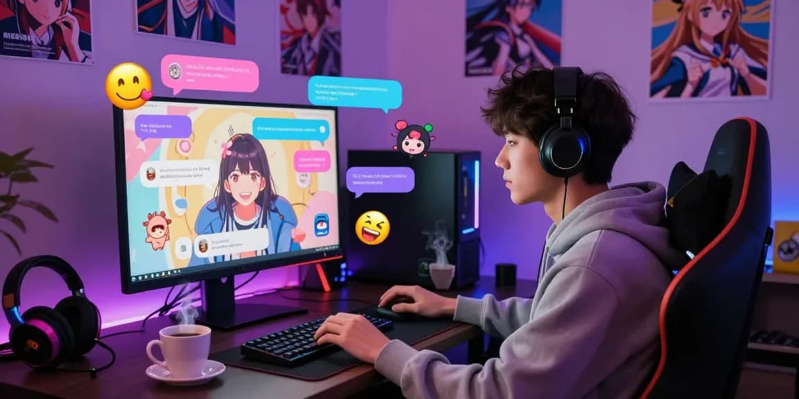 Engaging AI chat hentai conversation in a vibrant, anime-inspired environment