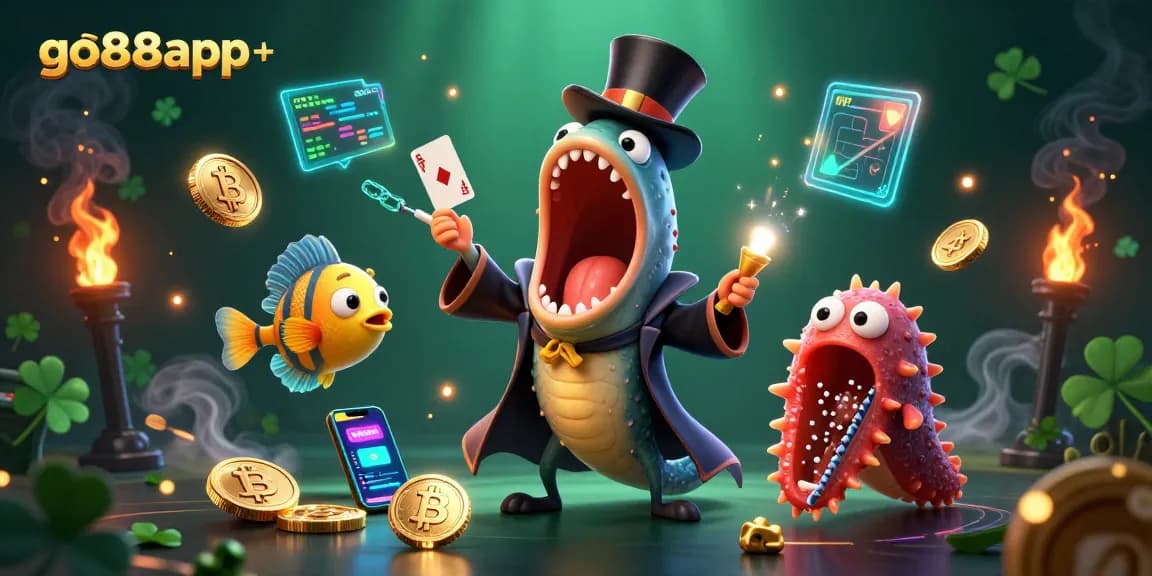 Experience exciting gameplay with go88app, where bioluminescent characters perform captivating magic tricks and crypto-themed fun.