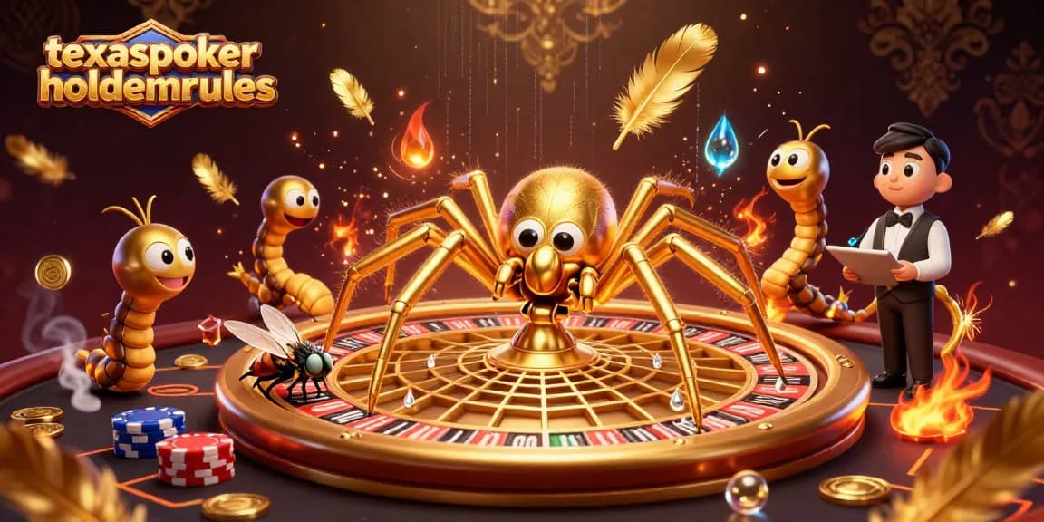 Join the excitement of texaspokerholdemrules as a fly nervously bets at a poker table spun by a centipede croupier.