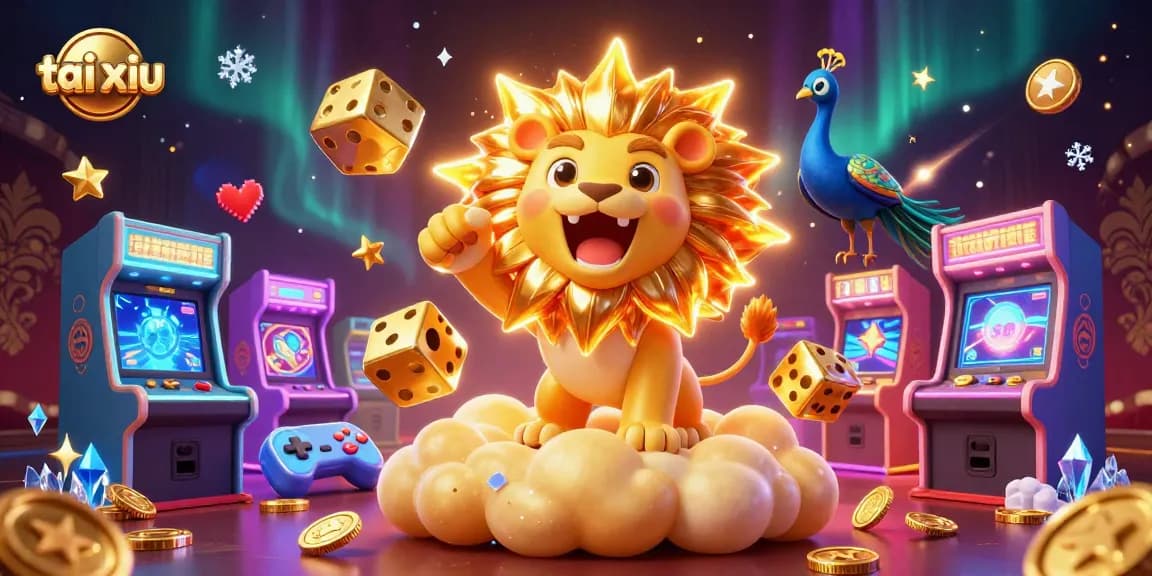 Play tai xiu with caution and strategy as the roaring lion symbolizes fortune amidst the vibrant casino scene.