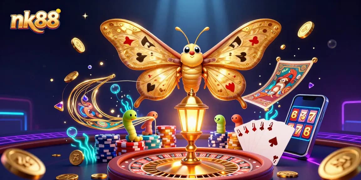 Play and win at nk88 with vibrant 3D casino graphics showcasing jackpot excitement and dynamic gameplay.