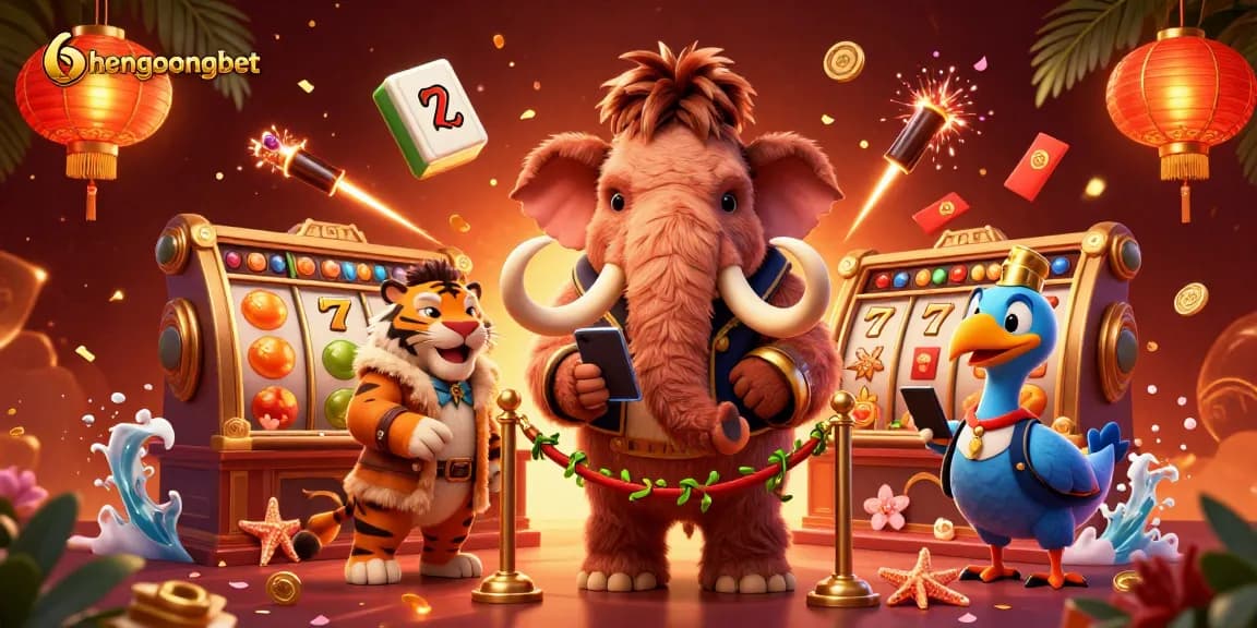 Join hengongbet's vibrant casino scene featuring animated characters and bustling gameplay elements.