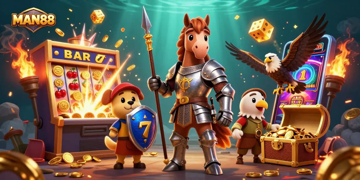 Experience thrilling jackpots at MAN88 with a dynamic medieval casino scene.