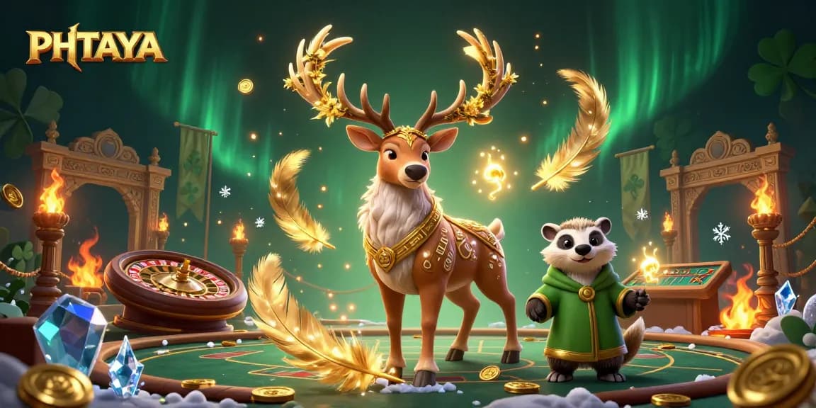 PHTAYA delivers immersive live casino experiences with stunning 3D illustrations, featuring druid and badger characters.