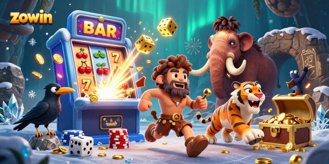 Play slots with Zowin's thrilling ancient casino adventure featuring unique 3D characters.