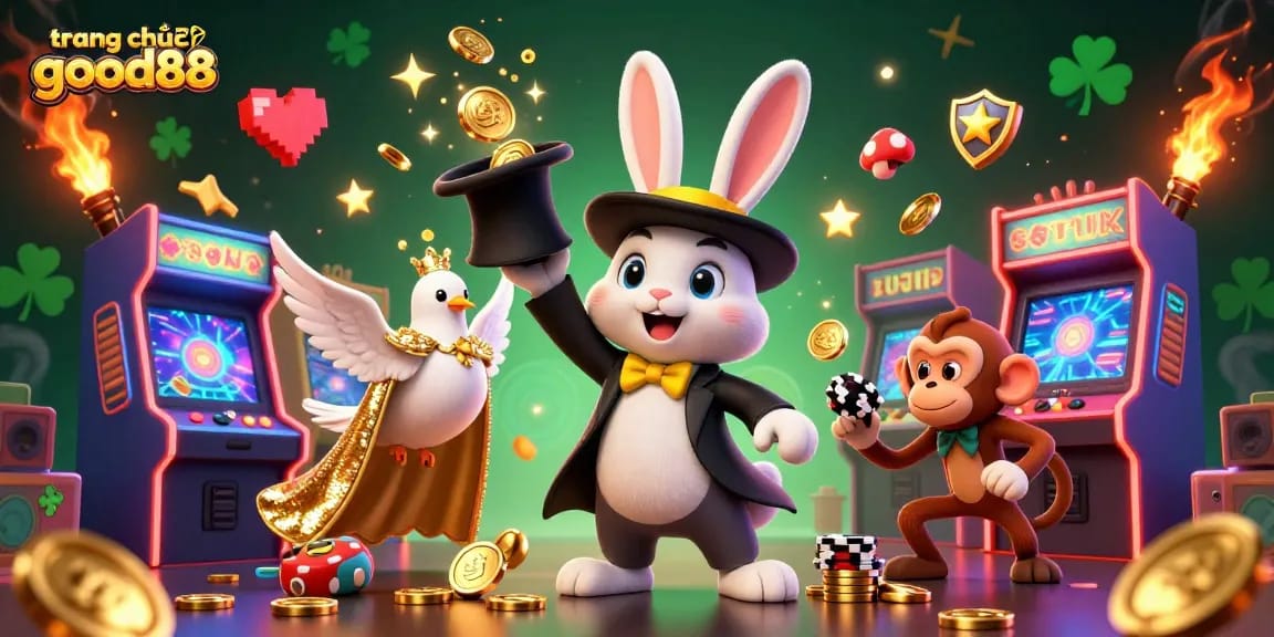 Engage with the exciting world of trang chủ good88 featuring a magician rabbit and casino elements.
