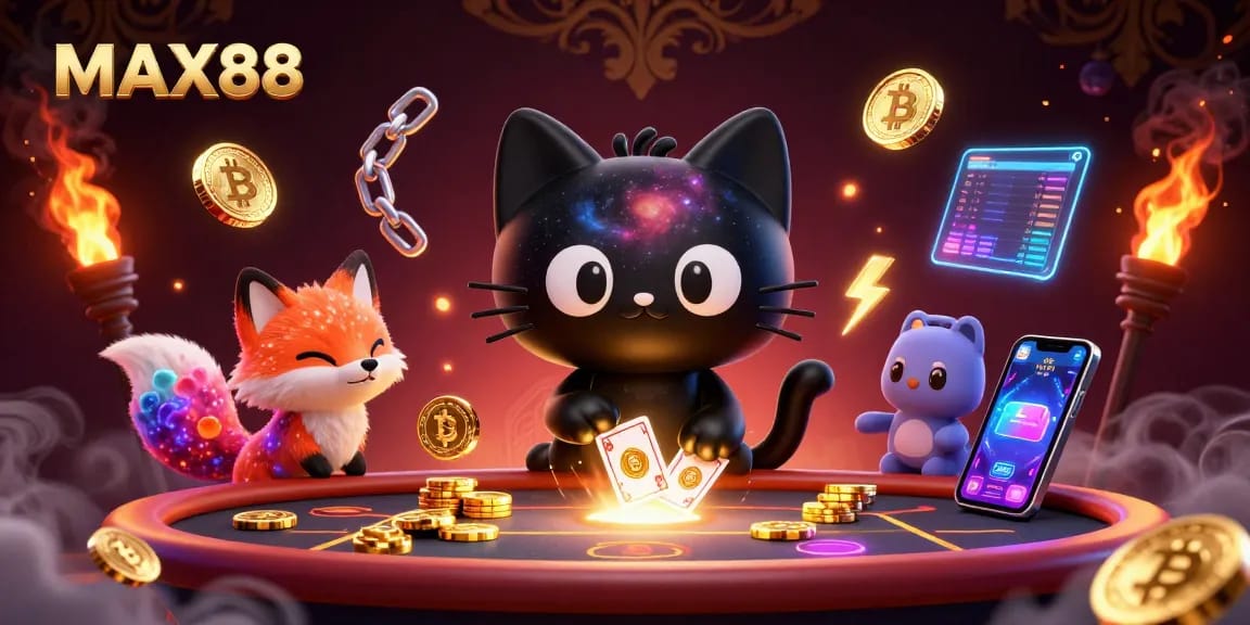 Experience exciting gambling action at MAX88 with our captivating cosmic casino scene.