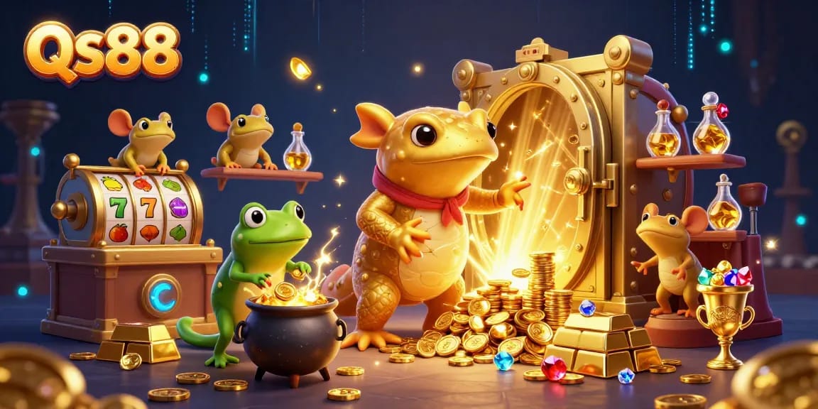 QS88 entertains gamblers with vibrant 3D imagery of thrilling slot games and magical treasures.