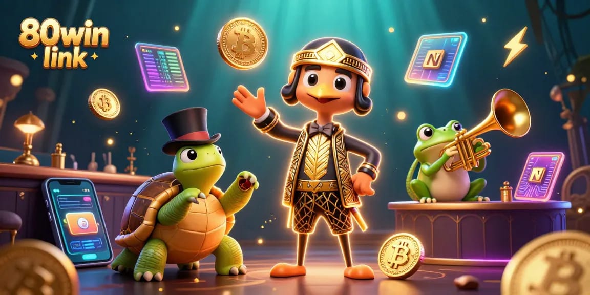 Win big at the 80win link with vibrant casino action featuring 3D characters and crypto elements.