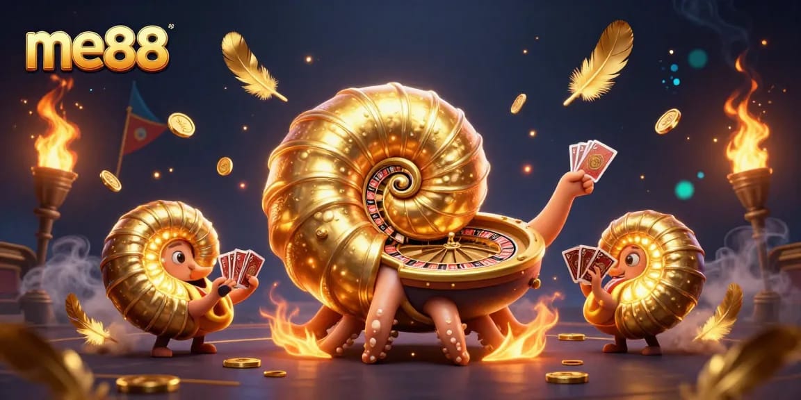 Experience the vibrant world of me88 where gaming excitement meets ancient design elements in a dynamic scene.