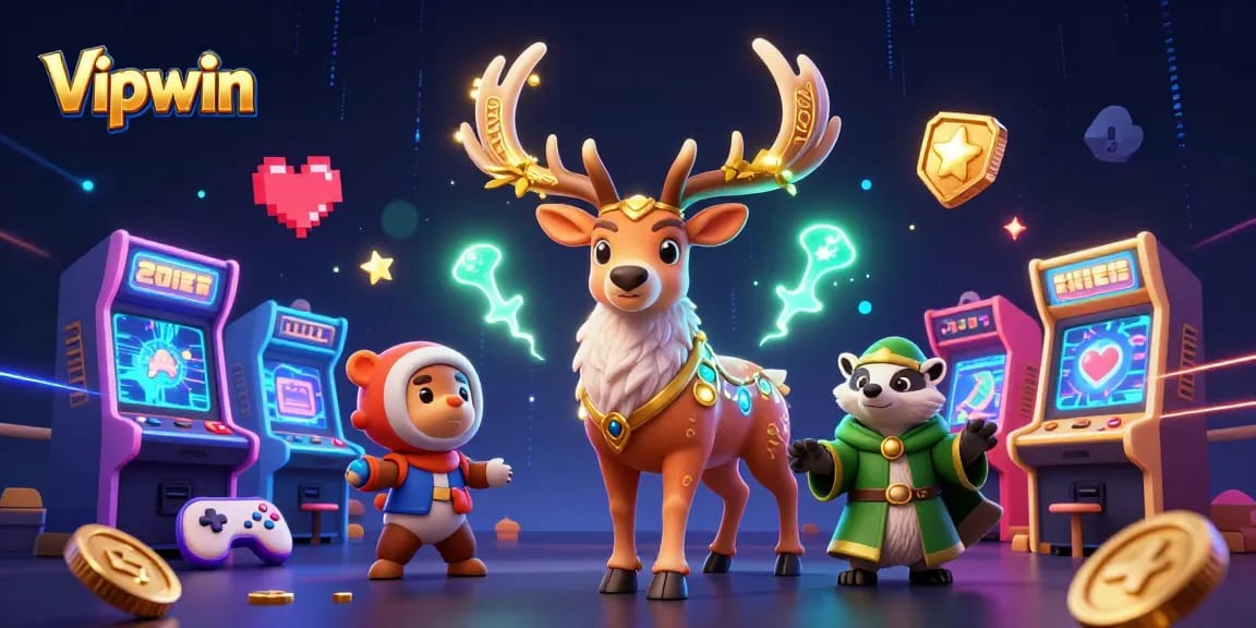 Experience thrilling action at Vipwin, where a druid stag and badger embark on an epic gaming adventure.