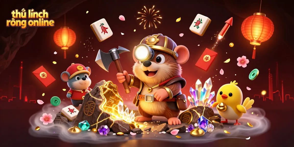 Experience thrilling adventures in thủ lĩnh rồng online, where the treasure hunter mole digs for riches amidst vibrant casino elements.