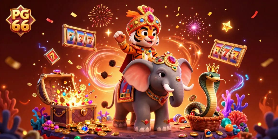 Experience thrilling gameplay at PG 66 with a vibrant casino scene featuring exotic characters and dynamic slot elements.