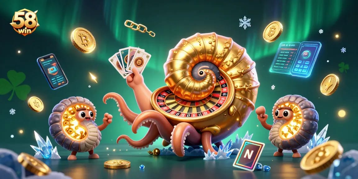 Experience thrilling gameplay at 58win with immersive 3D illustrations of casino elements.