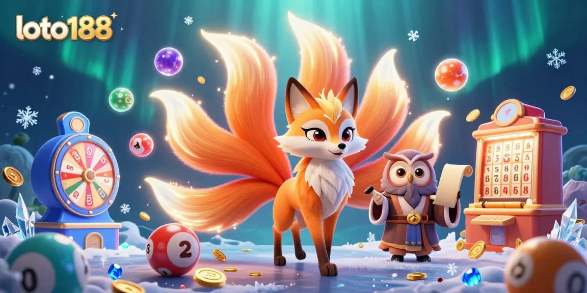 Play loto188 with vibrant 3D illustration showcasing enchanting characters and lottery elements.