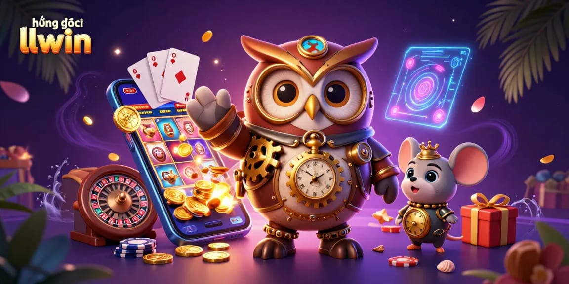 Experience exciting gaming adventures with hướng dẫn llwin in this vibrant 3D casino scene full of action.